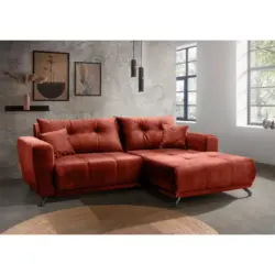 Ecksofa Restato in Velours Koralle 246/177 cm