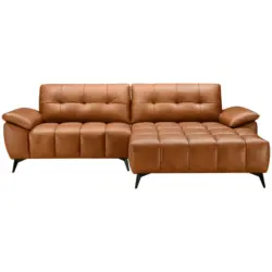 Ecksofa Velora in Lederlook Echtleder Cognac