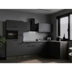 Eckk&uuml;che 310/172 cm in Schwarz, Eichefarben