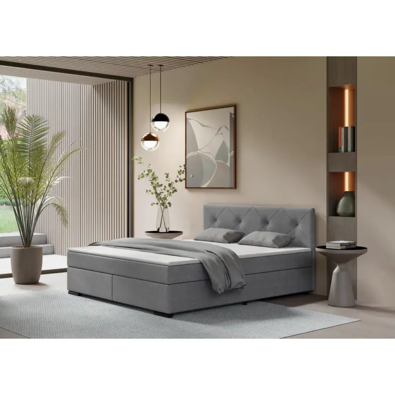 Boxspringbett 160/220 cm in Hellgrau