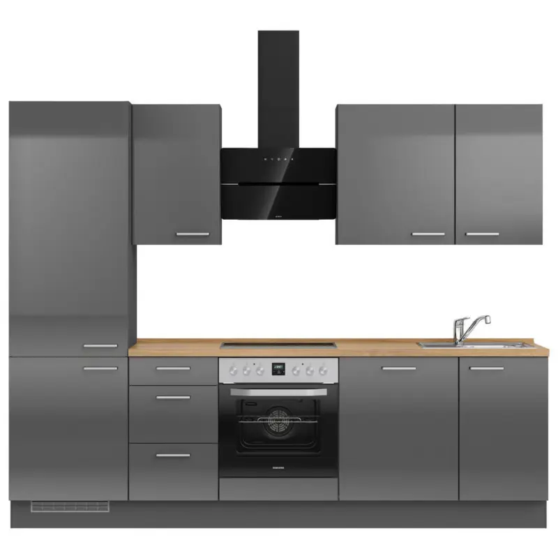 K&uuml;chenleerblock 270 cm in Eichefarben, Schieferfarben