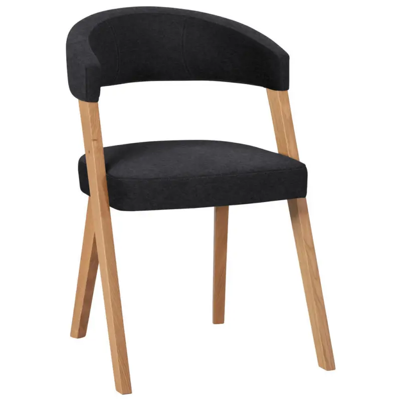 Stuhl in Holz, Textil Schwarz, Wildeiche