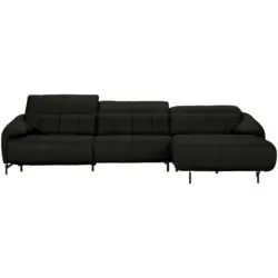 Ecksofa in Echtleder Schwarz 313/165 cm