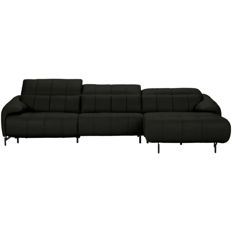 Ecksofa in Echtleder Schwarz 313/165 cm
