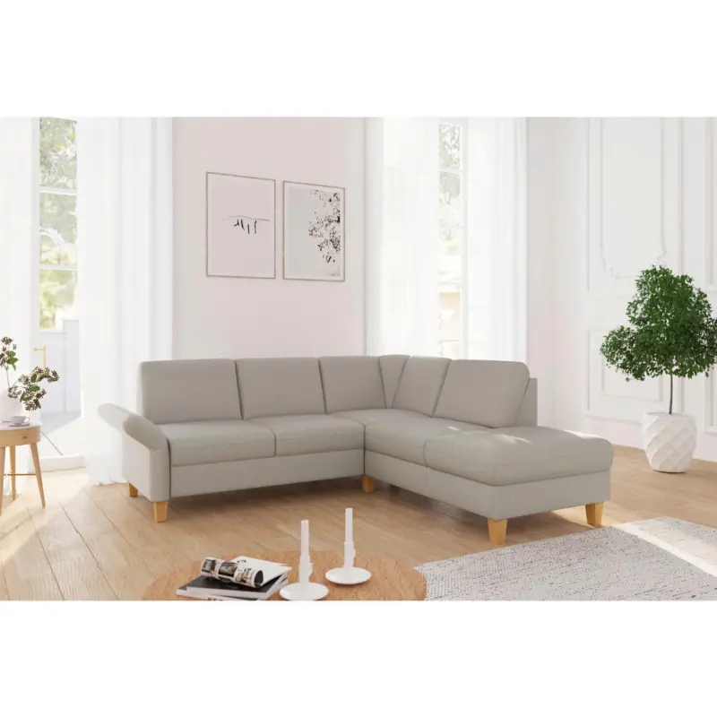 Ecksofa Rochelle E in Flachgewebe Taupe 240/216 cm
