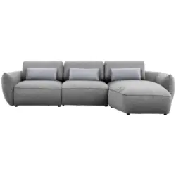 Ecksofa in Chenille Hellbraun 340/190 cm