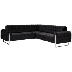 Ecksofa in Velours Schwarz 264/264 cm