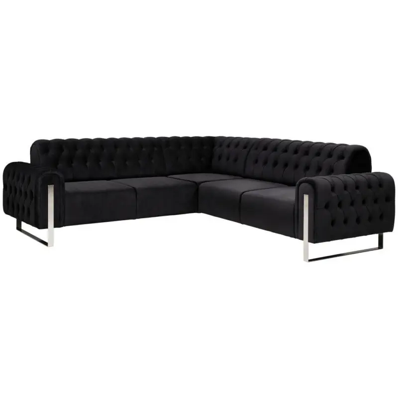 Ecksofa in Velours Schwarz 264/264 cm