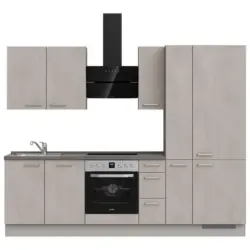 K&uuml;chenleerblock 270 cm in Grau, Schieferfarben, Hellgrau