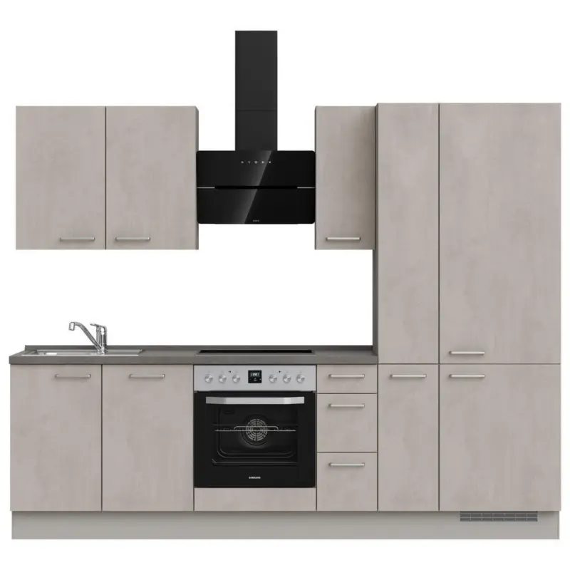 K&uuml;chenleerblock 270 cm in Grau, Schieferfarben, Hellgrau