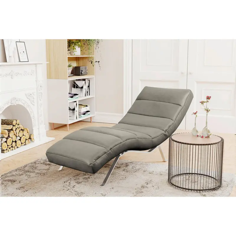 Relaxliege in Echtleder Grau
