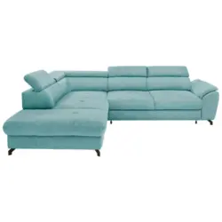 Ecksofa in Webstoff T&uuml;rkis 237/277 cm