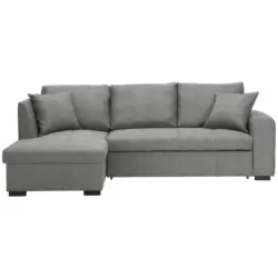 Ecksofa in Webstoff Hellgrau 158/238 cm