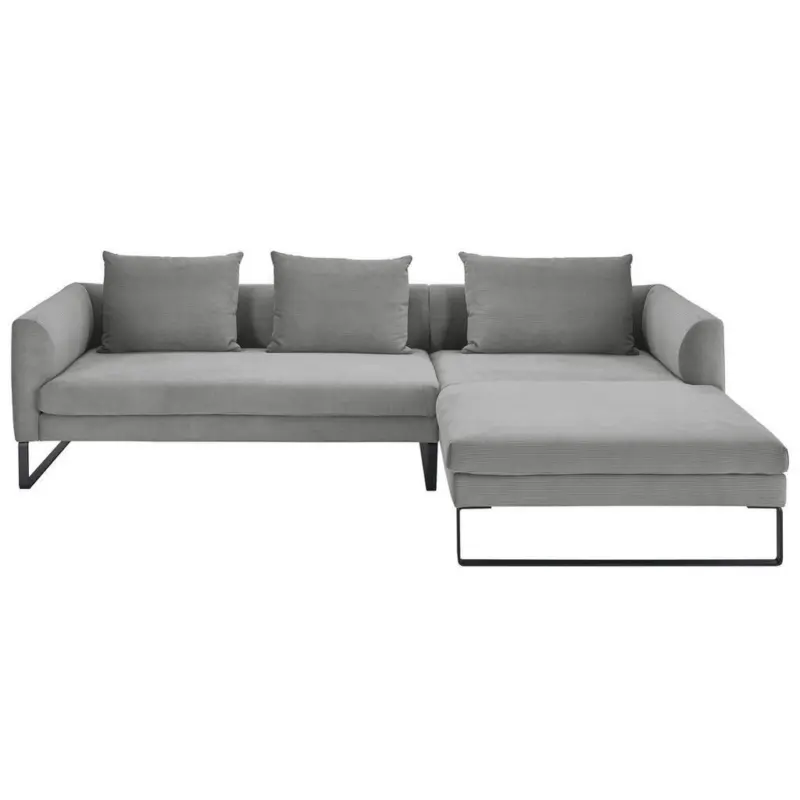 Ecksofa in Feincord Grau 284/178 cm
