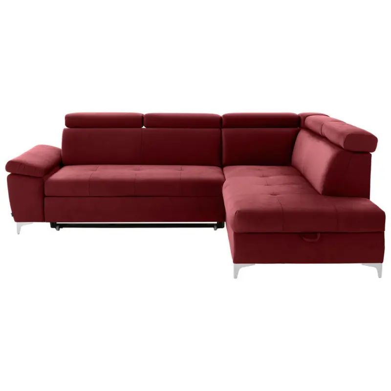 Ecksofa in Samt Bordeaux