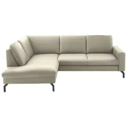 Ecksofa Beldomo Premium in Echtleder Ecru 194/250 cm