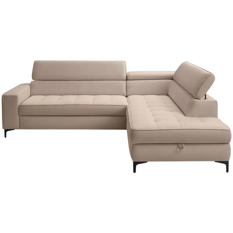Ecksofa in Struktur Taupe 251/203 cm