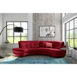 Ecksofa Bretania in Samt Bordeaux 113/300 cm