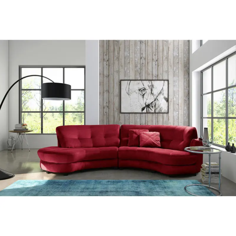 Ecksofa Bretania in Samt Bordeaux 113/300 cm