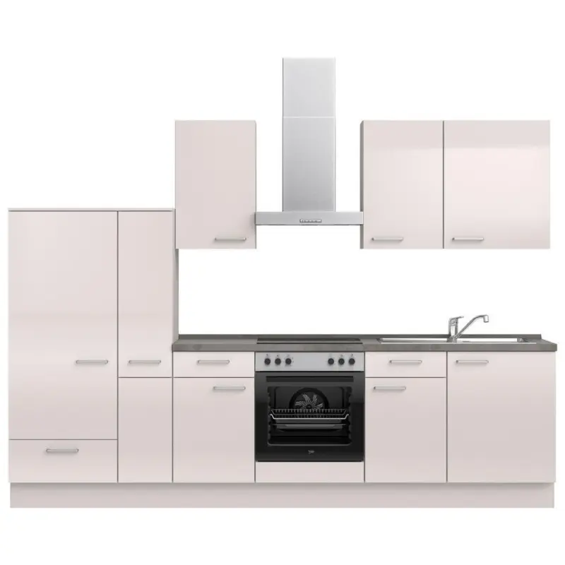 K&uuml;chenleerblock 300 cm in Schieferfarben, Hellgrau