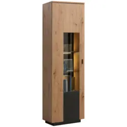 Vitrine in Anthrazit, Eichefarben