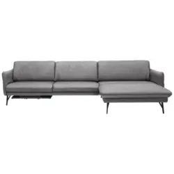 Ecksofa in Echtleder Grau 330/174 cm