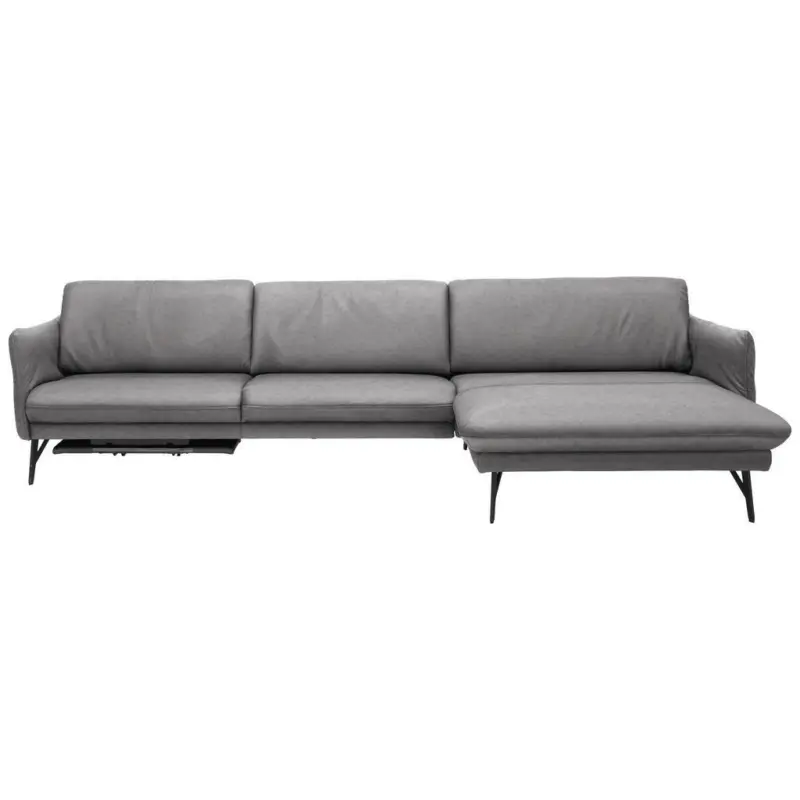 Ecksofa in Echtleder Grau 330/174 cm