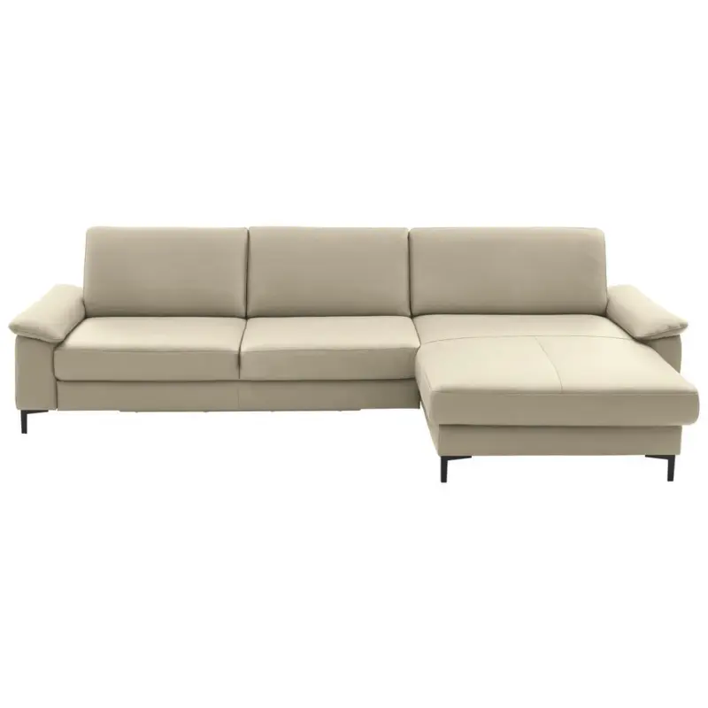 Ecksofa in Echtleder Creme, Naturfarben 334/176 cm