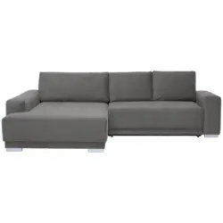 Ecksofa in Flachgewebe Grau 195/293 cm