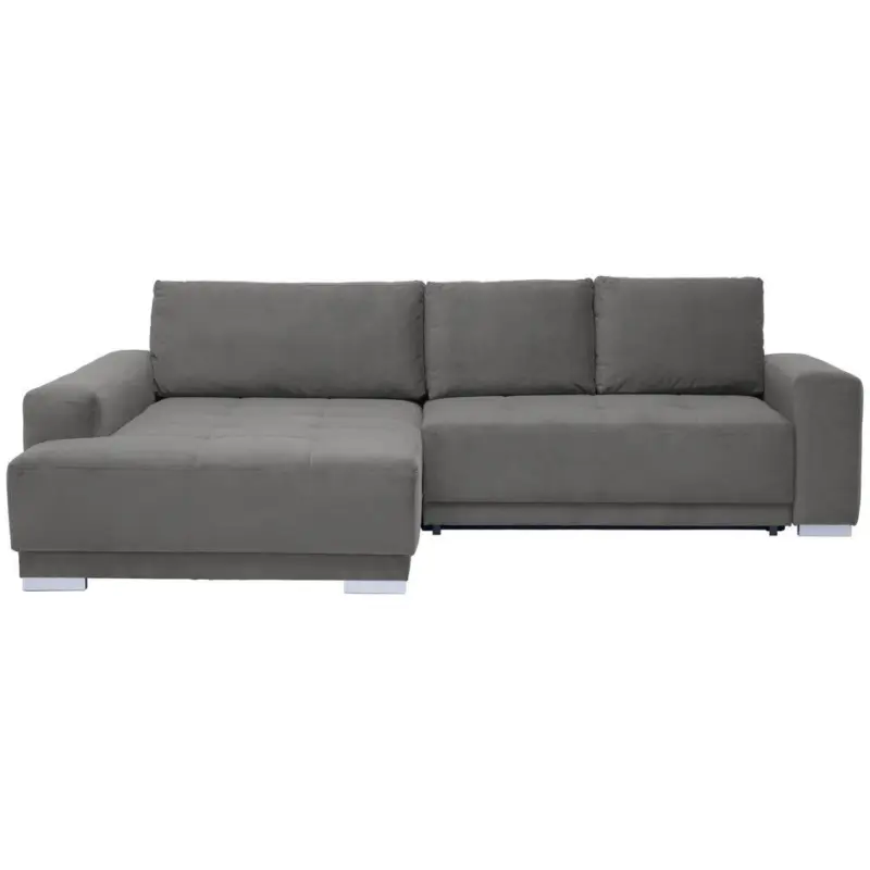 Ecksofa in Flachgewebe Grau 195/293 cm