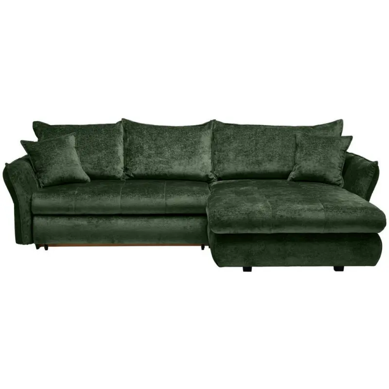 Ecksofa in Chenille Waldgr&uuml;n