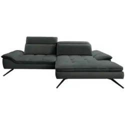 Ecksofa in Webstoff Anthrazit 288/179-202 cm