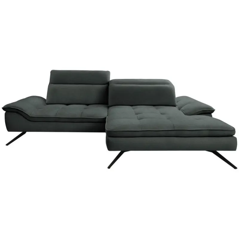 Ecksofa in Webstoff Anthrazit 288/179-202 cm