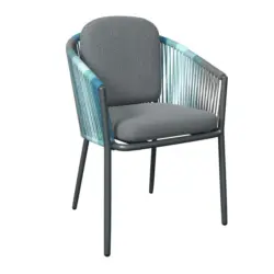 Stapelsessel in Metall, Textil Blau, Grau, Dunkelgrau