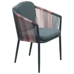 Stapelsessel in Metall, Textil Lila, Dunkelgrau