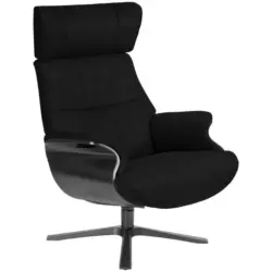 Relaxsessel in Holz, Leder Schwarz