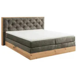 Boxspringbett 180/200 cm in Braun, Grau, Naturfarben