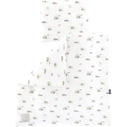 Babybettw&auml;sche Little Farm gr&uuml;n Jersey 80/80 cm