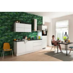 K&uuml;chenleerblock 270 cm in Wei&szlig;, Dunkelgrau