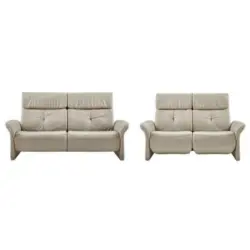 Sitzgarnitur in Echtleder Hellgrau