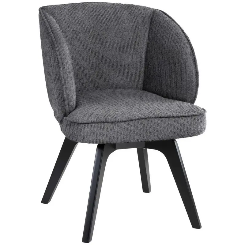 Armlehnstuhl in Holz, Textil Anthrazit, Schwarz