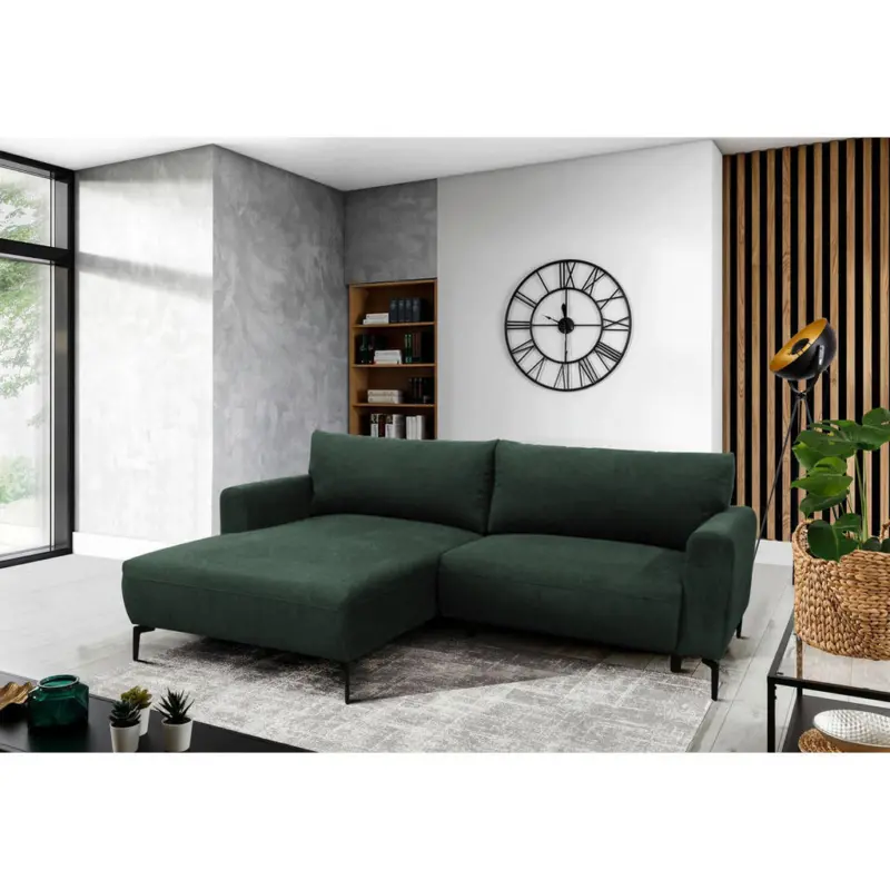 Ecksofa in Flachgewebe Dunkelgr&uuml;n 163/240 cm