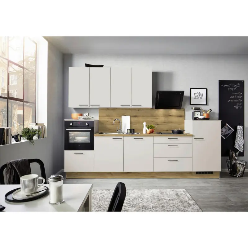 K&uuml;chenleerblock 330 cm in Eichefarben, Kaschmir