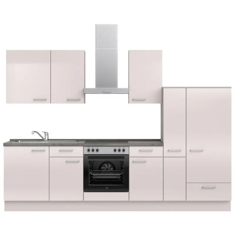 K&uuml;chenleerblock 300 cm in Schieferfarben, Hellgrau