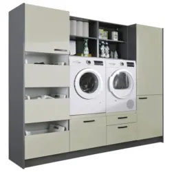 Hauswirtschaftsraum 245/195/60 cm in Anthrazit, Hellgrau