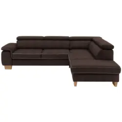 Ecksofa in Mikrofaser Dunkelbraun 273/226 cm