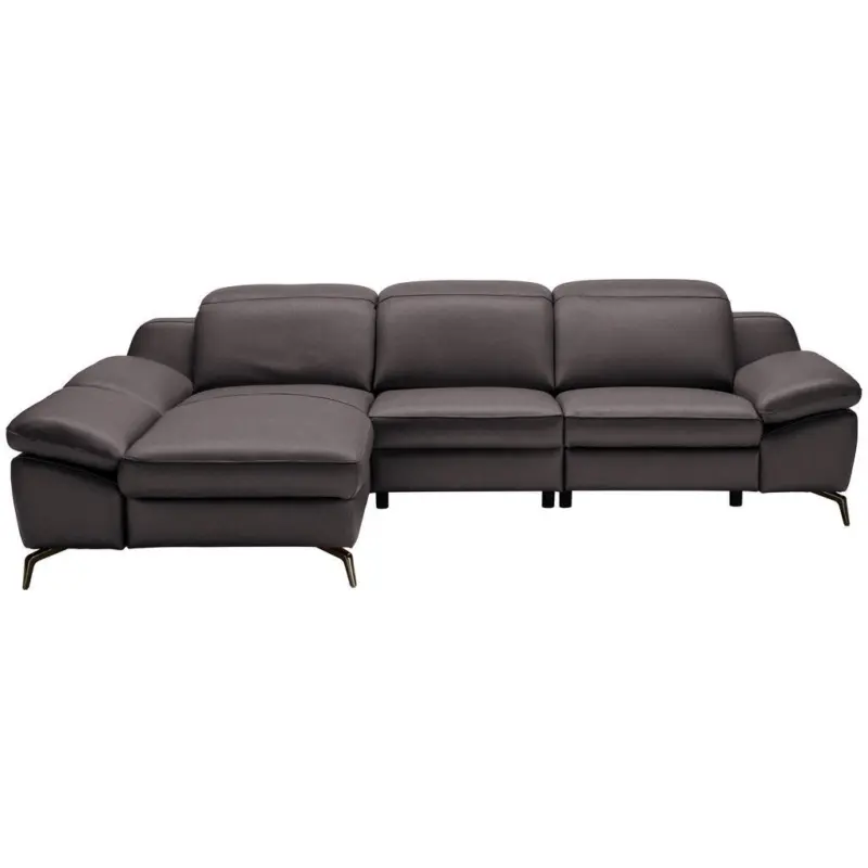 Ecksofa in Echtleder Dunkelbraun 183/286 cm