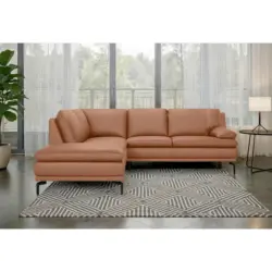 Ecksofa in Echtleder Cognac 221/248 cm