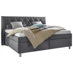 Polsterbett Matratze, gepolstertes Kopfteil, Lattenrost, Bettkasten, motorische Verstellbarkeit Anthrazit 200/200 cm