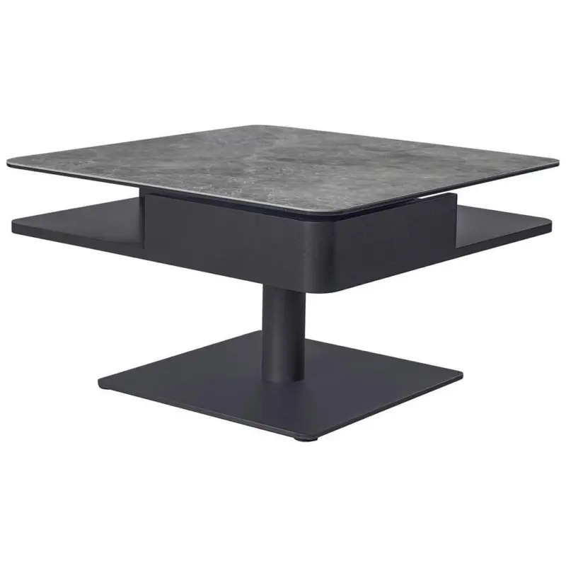 Couchtisch in Metall, Glas, Keramik, Holzwerkstoff 75/75/42-57 cm